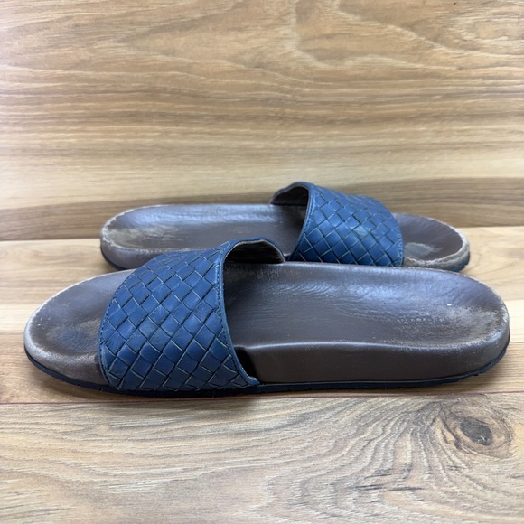 Bottega Veneta Intrecciato Slide Sandals Mens 8 EU 41 Blue Brown Travel Resort main image 7